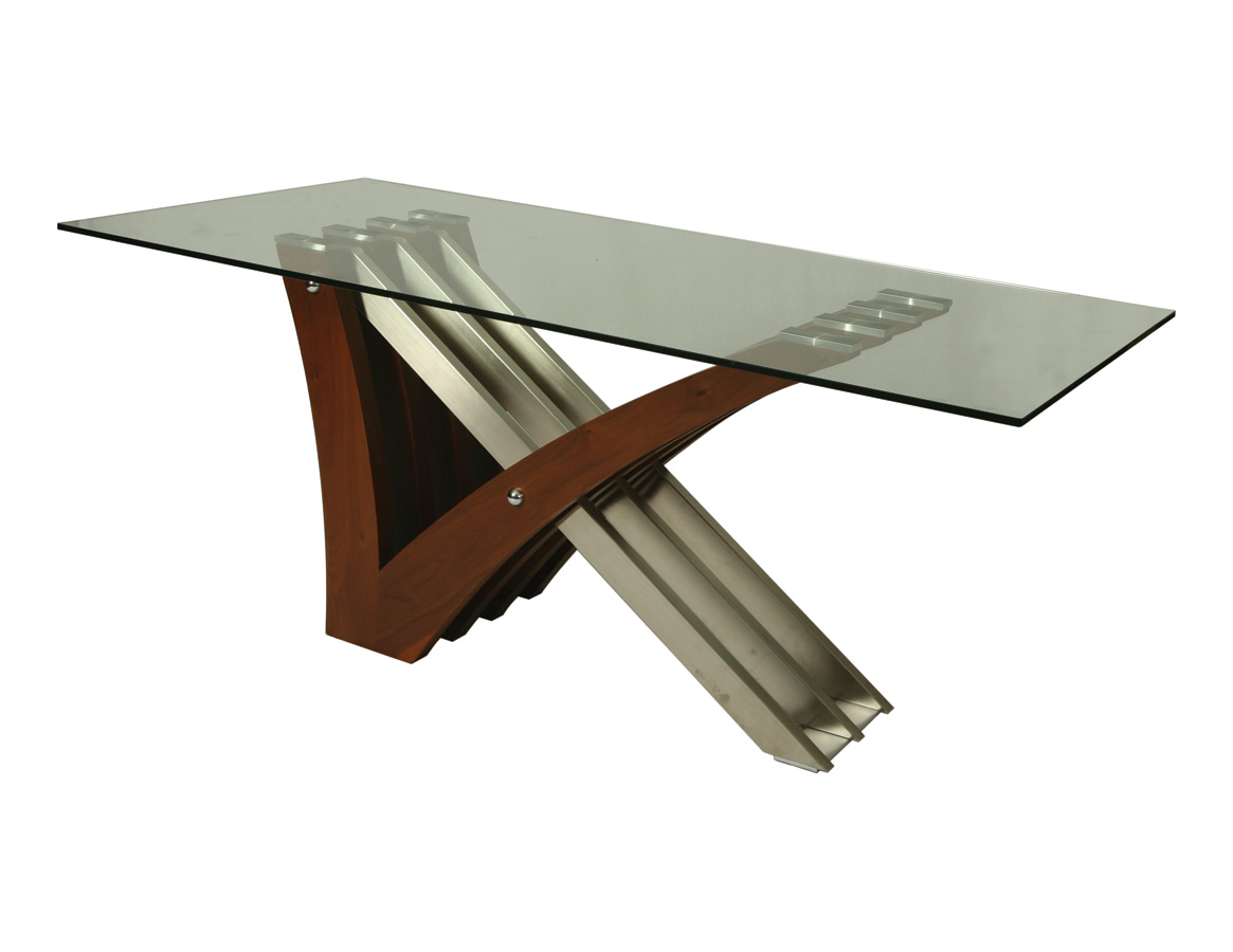 Akasha Dining Table Stainless Steel amp; Walnut Veneer Finish : Decor Akasha Dining Table Stainless Steel amp; Walnut Veneer Finish : Decor