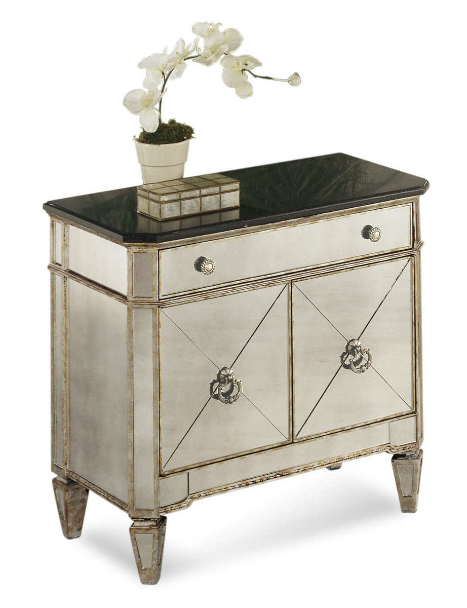 Borghese Small Mirrored Chest (Antique Mirror & Silver Leaf Finish ...