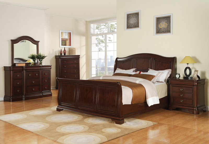 Cameron Sleigh Bedroom Set (Dark Cherry Finish) - [CM750QSB] : Decor ...