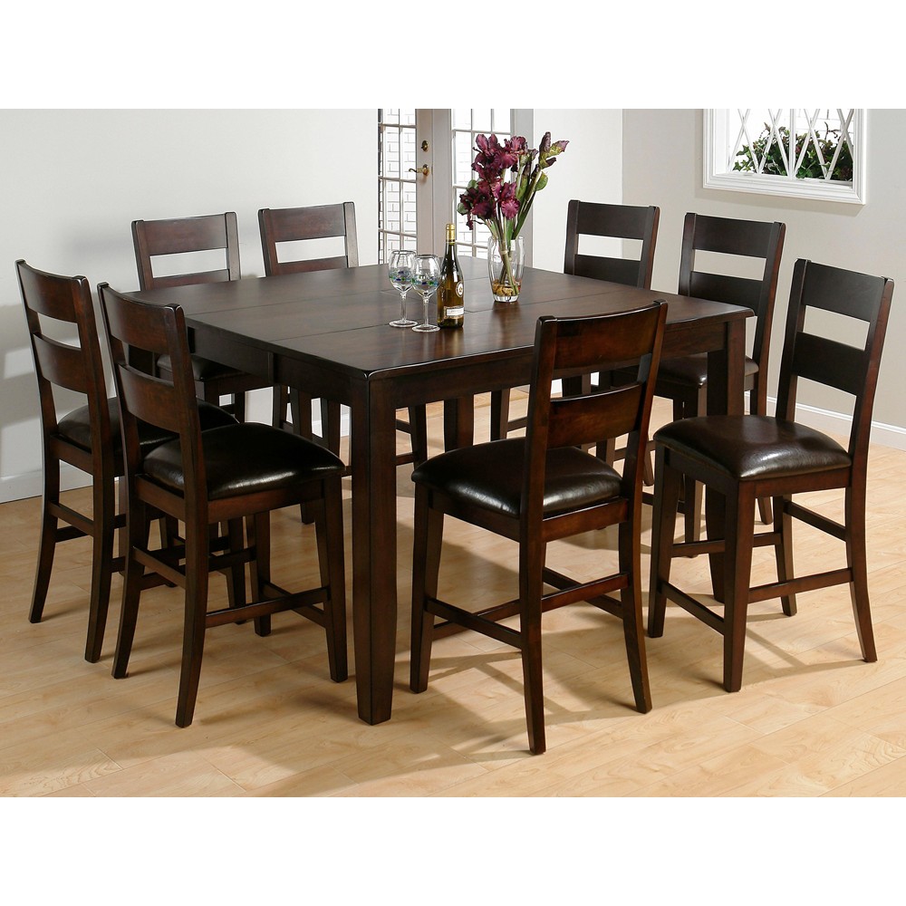 Dark Rustic Prairie Counter Height Butterfly Leaf 9 Piece Dining Set 