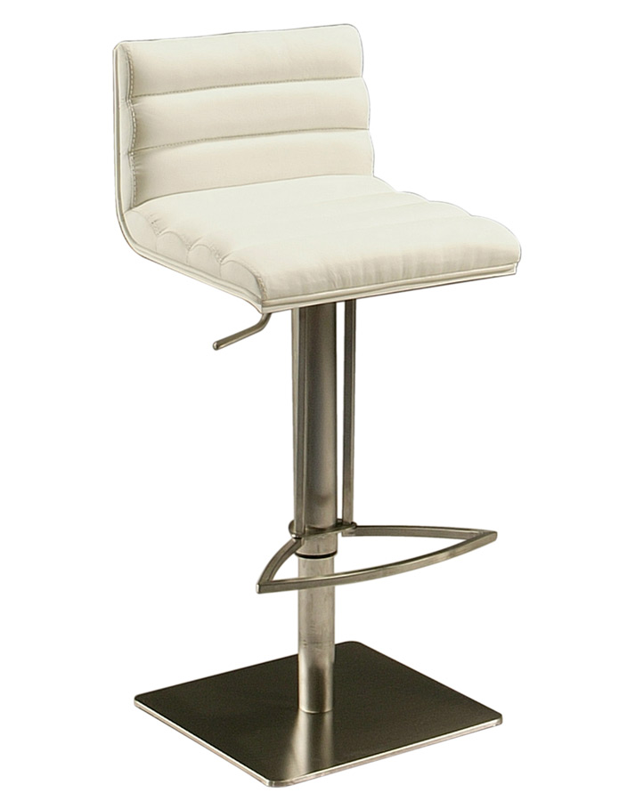 Dubai Hydraulic Bar Stool Stainless Steel White Veneer Ivory