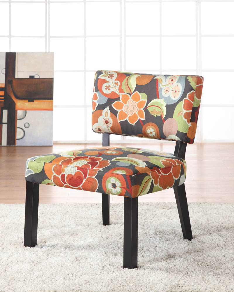 Floral Accent Chair Bright Print 1 