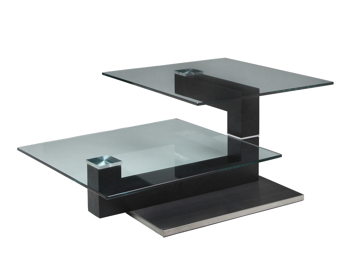 Stainless Steel and Wood Coffee Table