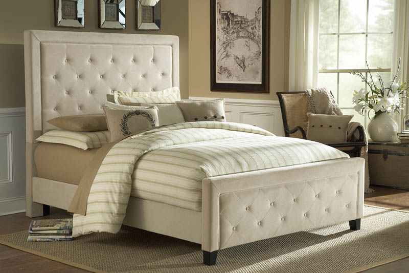 Kaylie Tufted Upholstered Bed in Buckwheat Microfiber Fabric