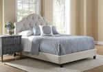 All-N-One Fully Upholstered Tuft Saddle Queen Bed (Cream)
