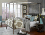 Chatham Canopy Bed (Antique Nickel with Dusty Black Fabric)