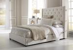 Contemp Shelter Upholstered Bed (Cream)