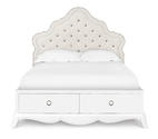 Gabrielle Island Upholstered Storage Bed (Snow White)