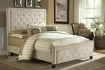 Kaylie Tufted Upholstered Bed in Buckwheat Microfiber Fabric