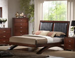 Raven Bed (Faux Leather & Dark Cherry Finish)