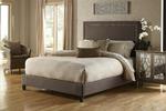 Square Nailhead Upholstered Bed (Charcoal)