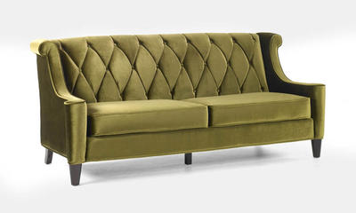 Barrister Retro Sofa in Mid-Century Modern Green Velvet - [LC8443GREEN]