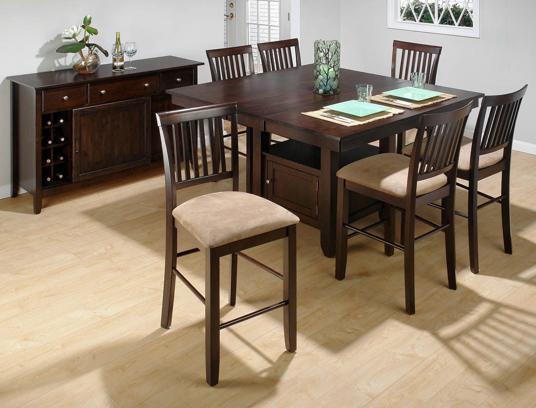 Bakerys Cherry Counter Height 7 Piece Dining Set With Slat Back Bakerys Cherry Counter Height 7 Piece Dining Set With Slat Back