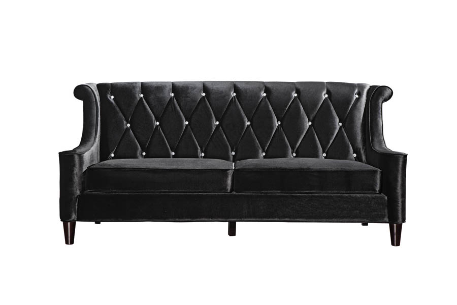 Barrister Sofa Black Velvet Crystal Lc8443black Decor South Barrister Sofa Black Velvet Crystal Lc8443black