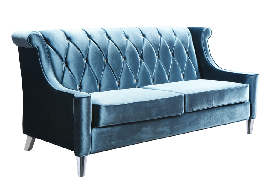 Barrister Sofa (Blue Velvet & Crystal) - [LC8443BLUE] : Decor South