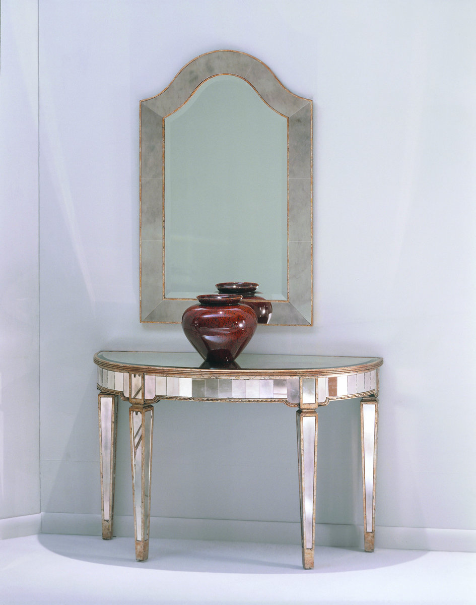 Borghese Mirrored Console Table Antique Mirror Silver Leaf Finish Borghese Mirrored Console Table Antique Mirror Silver Leaf Finish 8311 400