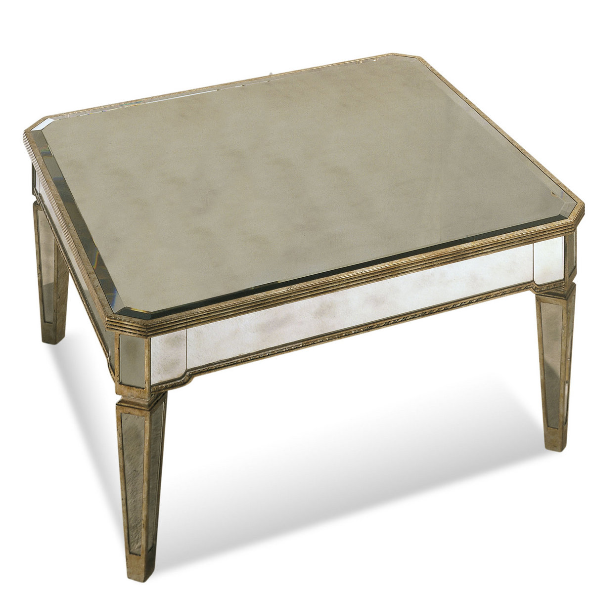 Borghese Mirrored Square Cocktail Table Antique Mirror Silver Borghese Mirrored Square Cocktail Table Antique Mirror Silver Leaf Finish 8311 130