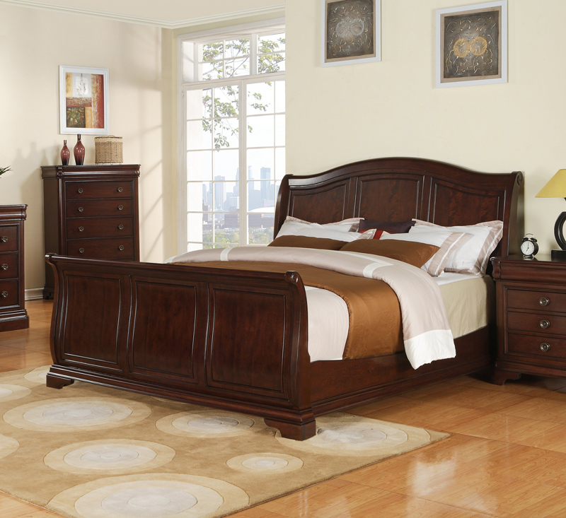 Cameron Sleigh Bed Dark Cherry Finish Cm750qsb Decor South