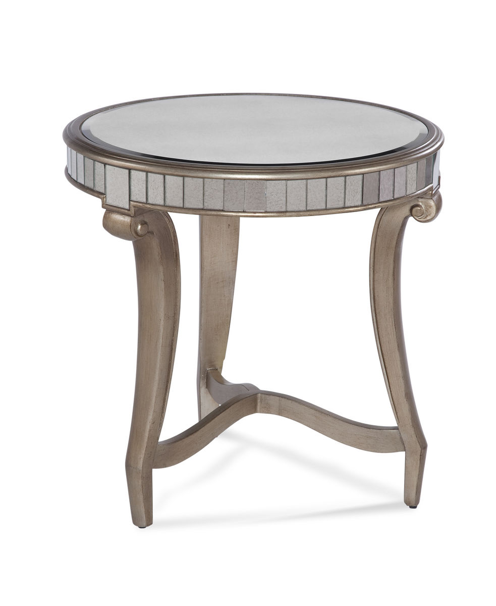 Celine Round End Table Real Silver Leaf Antique Mirror 2900 Celine Round End Table Real Silver Leaf Antique Mirror 2900 220ec