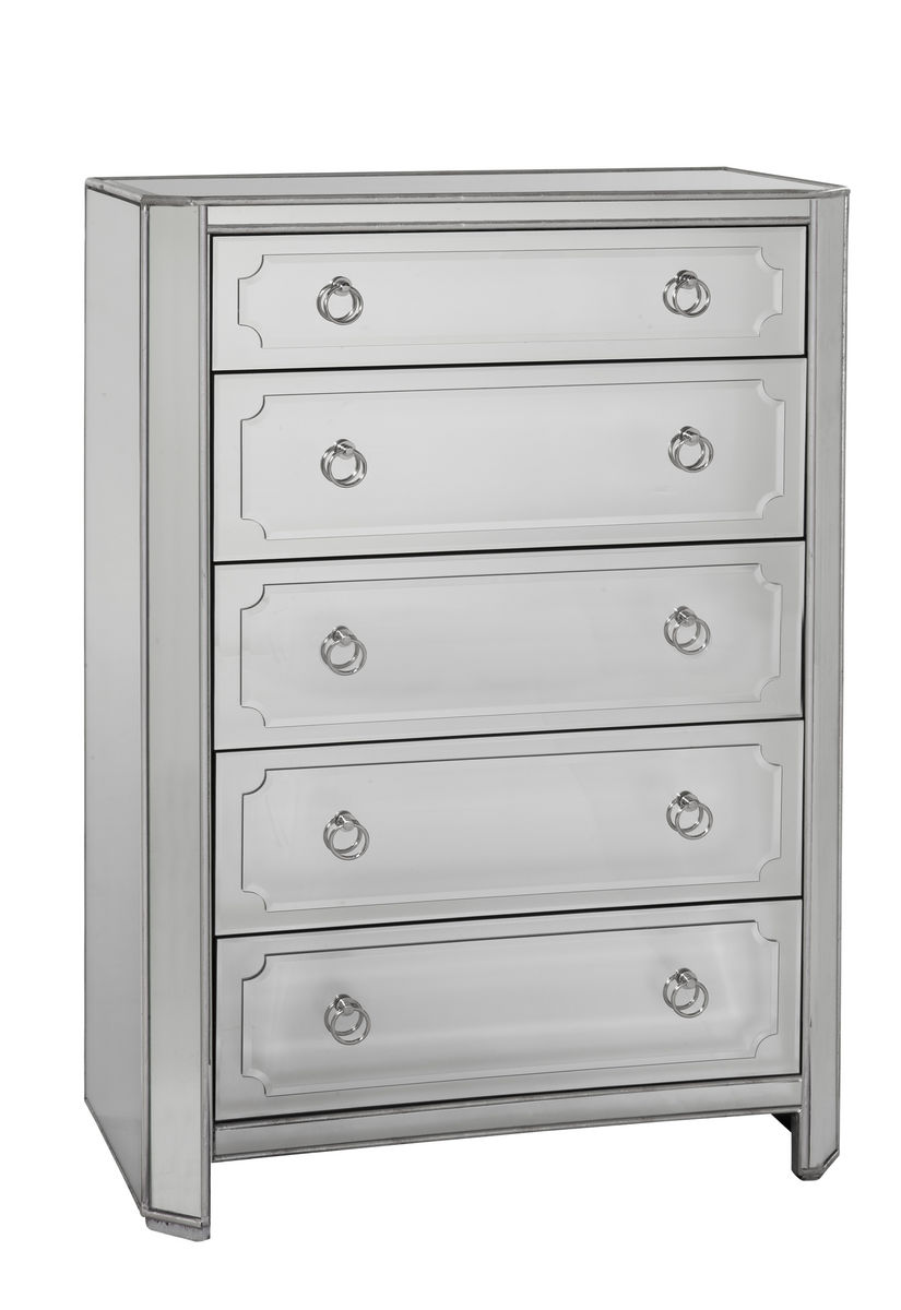 Chapman Five Drawer Tall Chest Antique Mirror Silver Leaf Chapman Five Drawer Tall Chest Antique Mirror Silver Leaf T2752 920