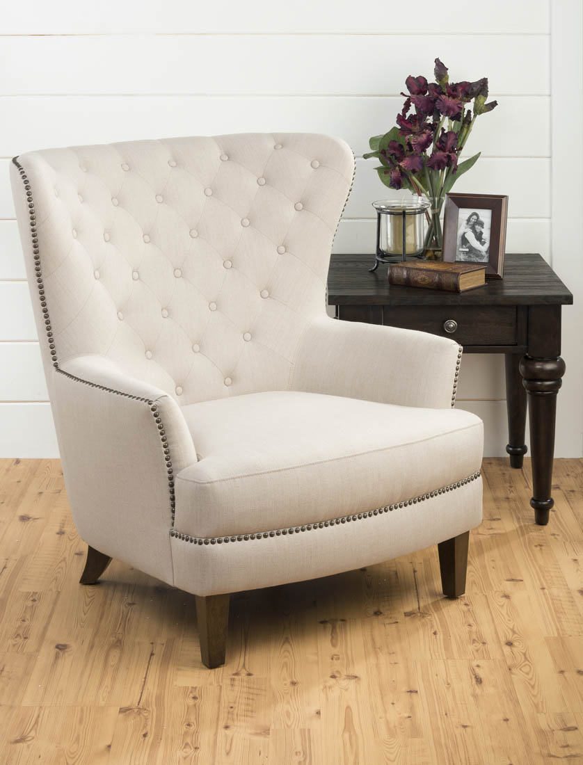 Conner Upholstered Tufted Wing Back Accent Chair Natural Conner Upholstered Tufted Wing Back Accent Chair Natural Ch