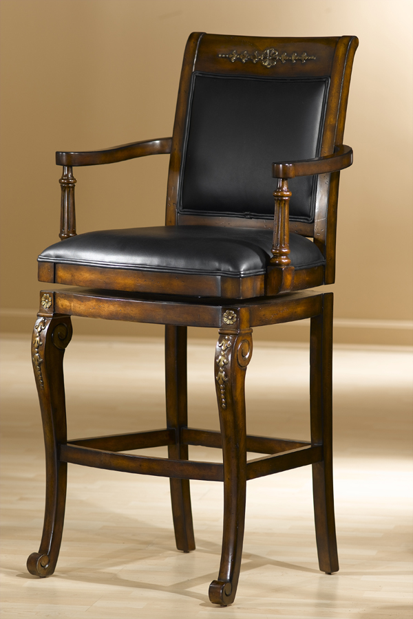 Douglas Counter Stool Distressed Cherry Black Leather Finish Douglas Counter Stool Distressed Cherry Black Leather Finish 61573