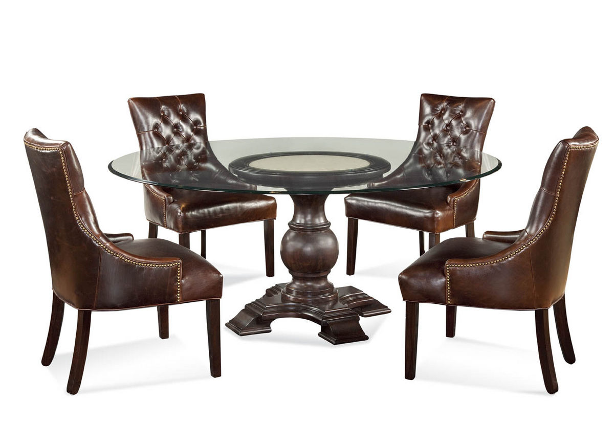 hampton dining set with tufted brown leather chairs cappuccino 1
