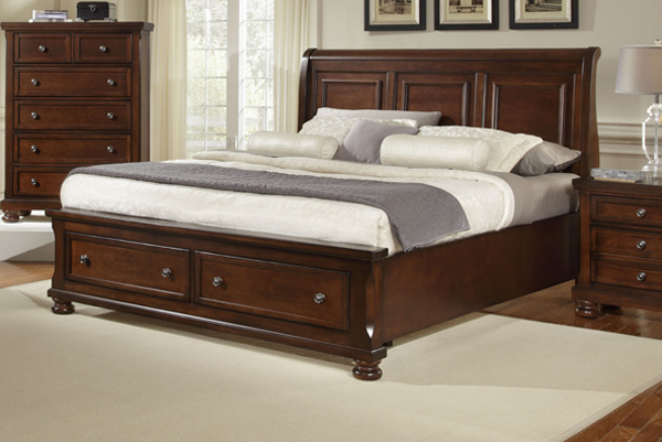 Reflections Sleigh Storage Bed (Dark Cherry Finish) : Decor South