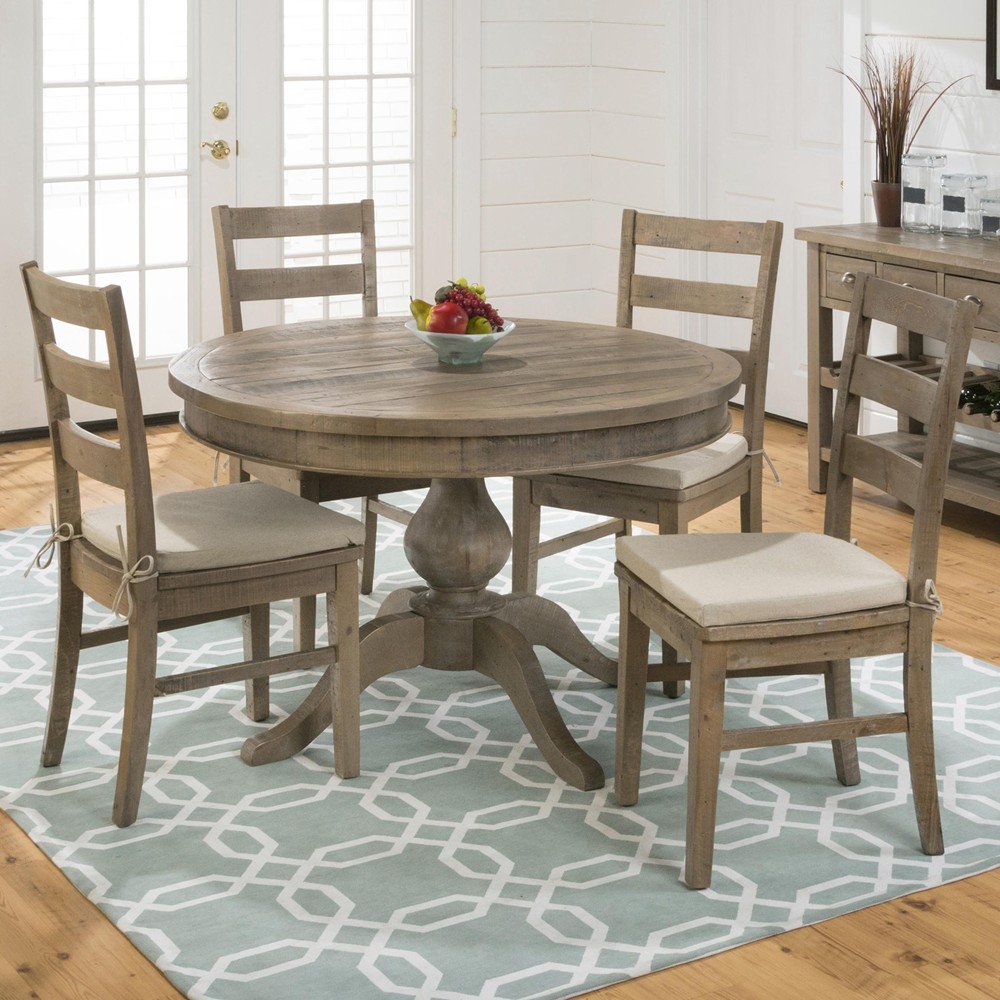 Slater Mill Pine Reclaimed Round To Oval 5 Piece Dining Set Slater Mill Pine Reclaimed Round To Oval 5 Piece Dining Set 941 66b 66t 4x941 538kd Cushion
