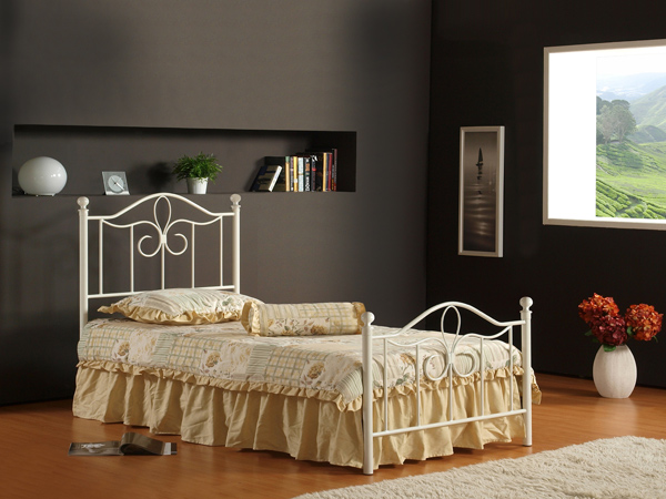 Westfield Metal Bed Off White Finish, Off White Metal Bed Frame