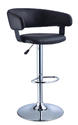 Adjustable Height Bar Stool (Black Faux Leather Barrel & Chrome)