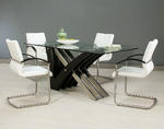 Akasha Dining Set (Stainless Steel & Wenge Veneer Finish)