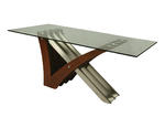 Akasha Dining Table (Stainless Steel & Walnut Veneer Finish)