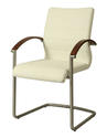 Akasha Side Chair (Stainless Steel, Walnut Veneer & Ivory Finish)