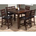 Baroque Brown Counter Height 7 Piece Dining Set with Slat Back Counter Stools