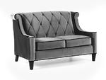 Barrister Loveseat (Gray Velvet With Black Piping)