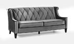Barrister Sofa (Gray Velvet With Black Piping)