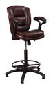 Dawson Upholstered Adjustable Back Stool (Brown Vinyl Matte Black Finish)