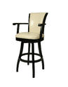 Glenwood Swivel Bar Stool with Arms (Feher Black & Bonded Cream Finish)