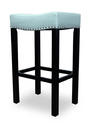 Tudor Barstool (Blue Bonded Leather & Chrome Nail)