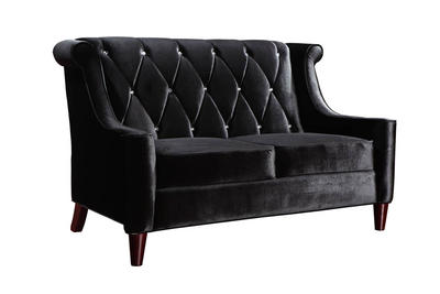 Barrister Loveseat (Black Velvet & Crystal) - [LC8442BLACK]