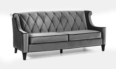 Barrister Sofa (Gray Velvet With Black Piping) - [LC8443GRAY]