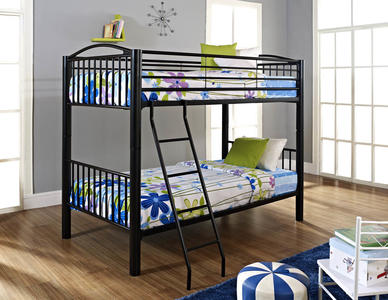 Heavy Metal Twin Over Twin Bunk Bed (Black) - [938-138]