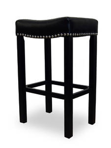 Tudor Barstool (Black Bonded Leather & Chrome Nail) - [LCMBS013BABL30]