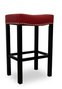 Tudor Barstool (Red Bonded Leather & Chrome Nail) - [LCMBS013BARE30]